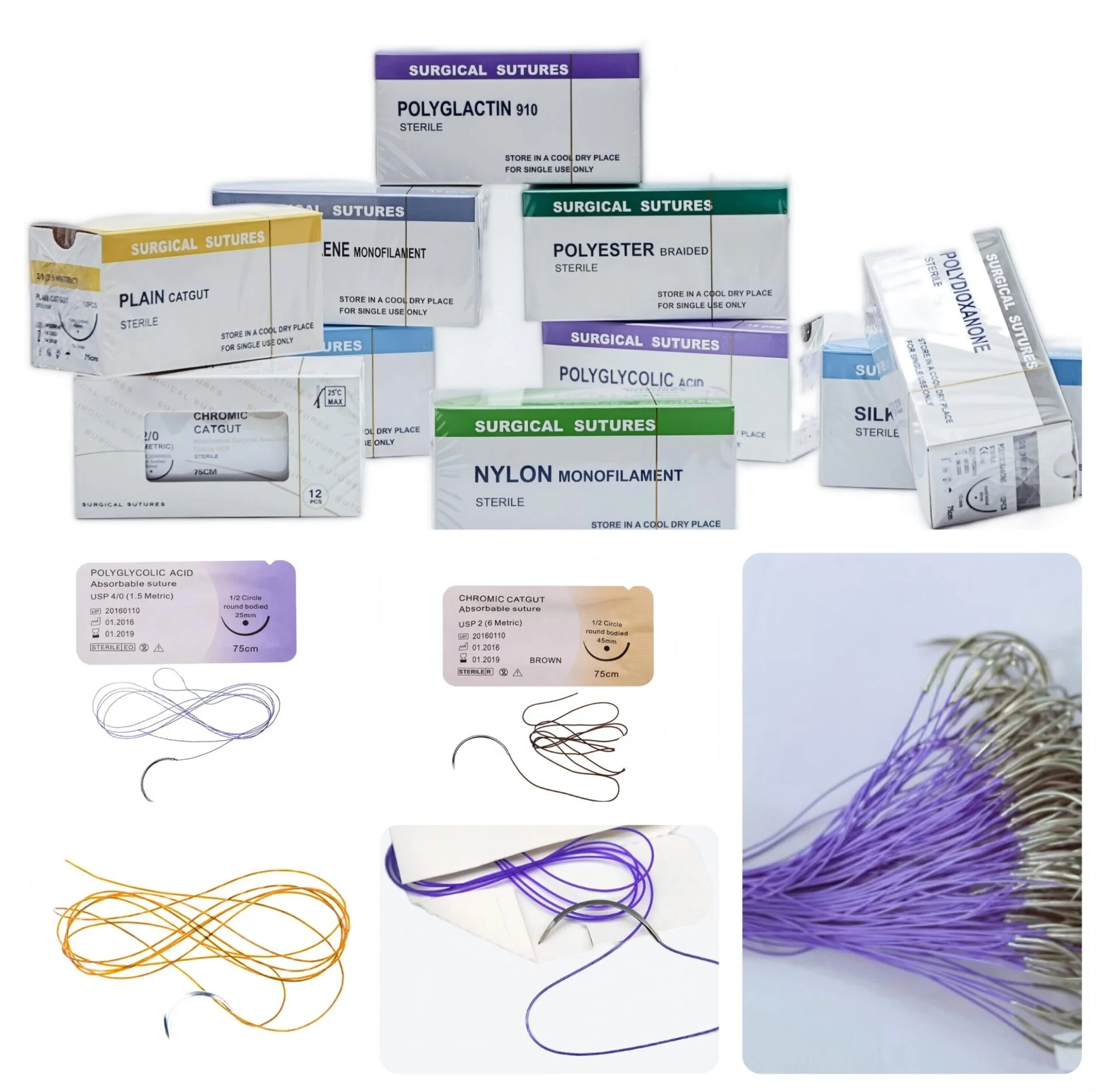 Close-up of QS Medical bioabsorbable sutures